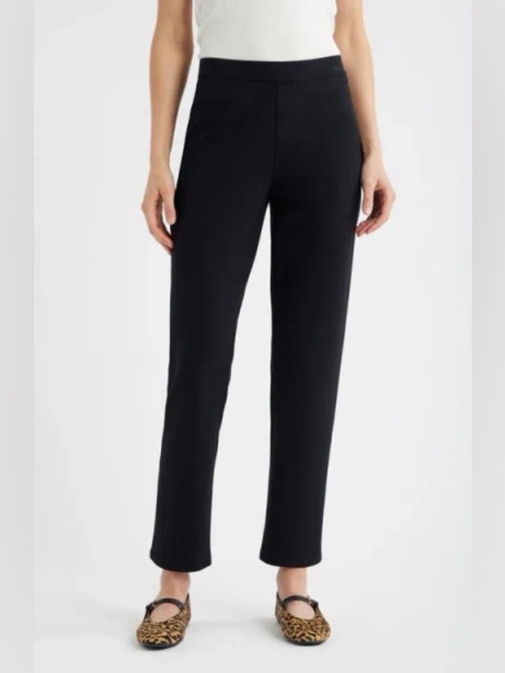 NWOT- Caslon Pull-On Stretch Ponte Skinny Ankle Pants, Black, size Large